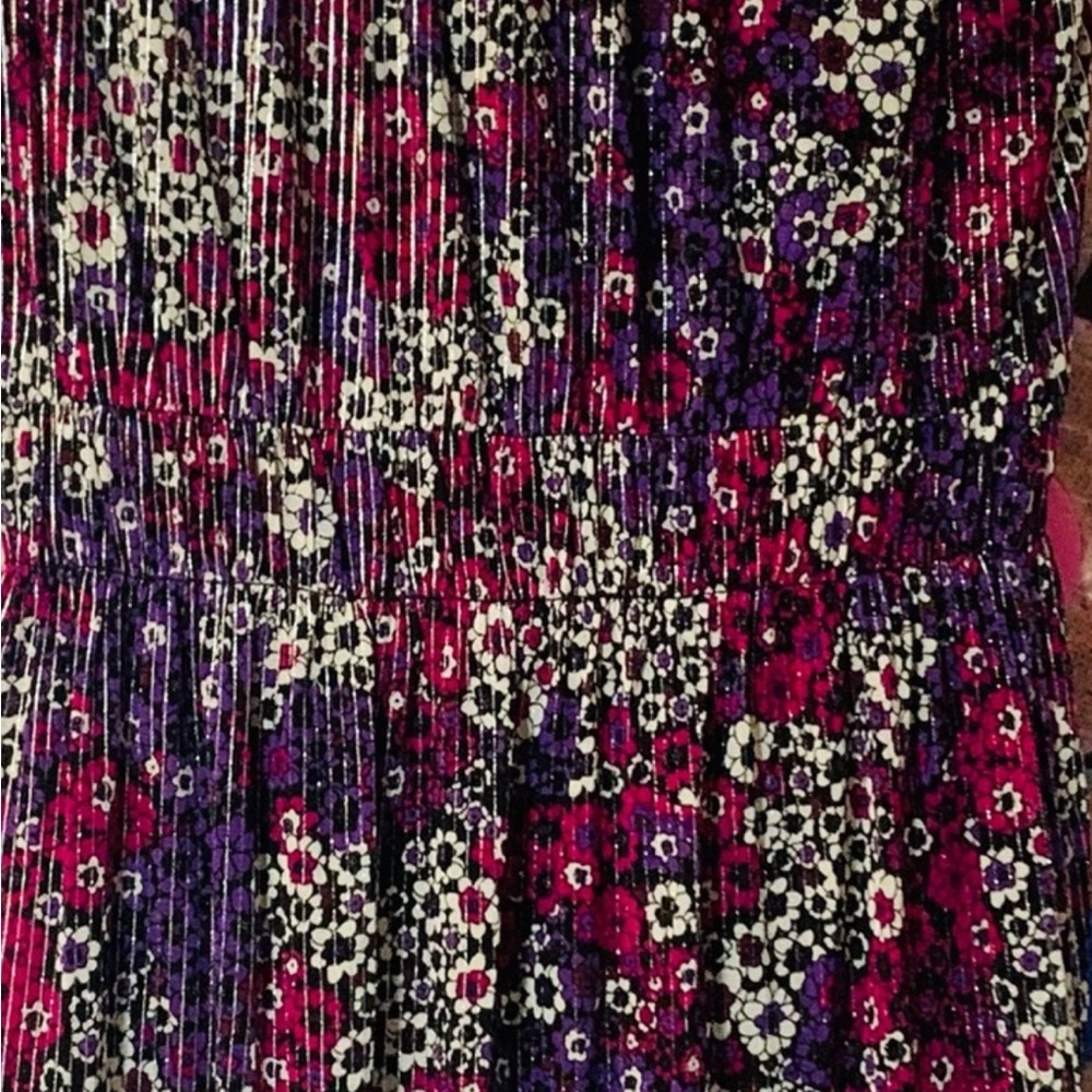 Michael Kors Dress 0X plus NWT Floral black purple pink designer V-Neck - Picture 7 of 10